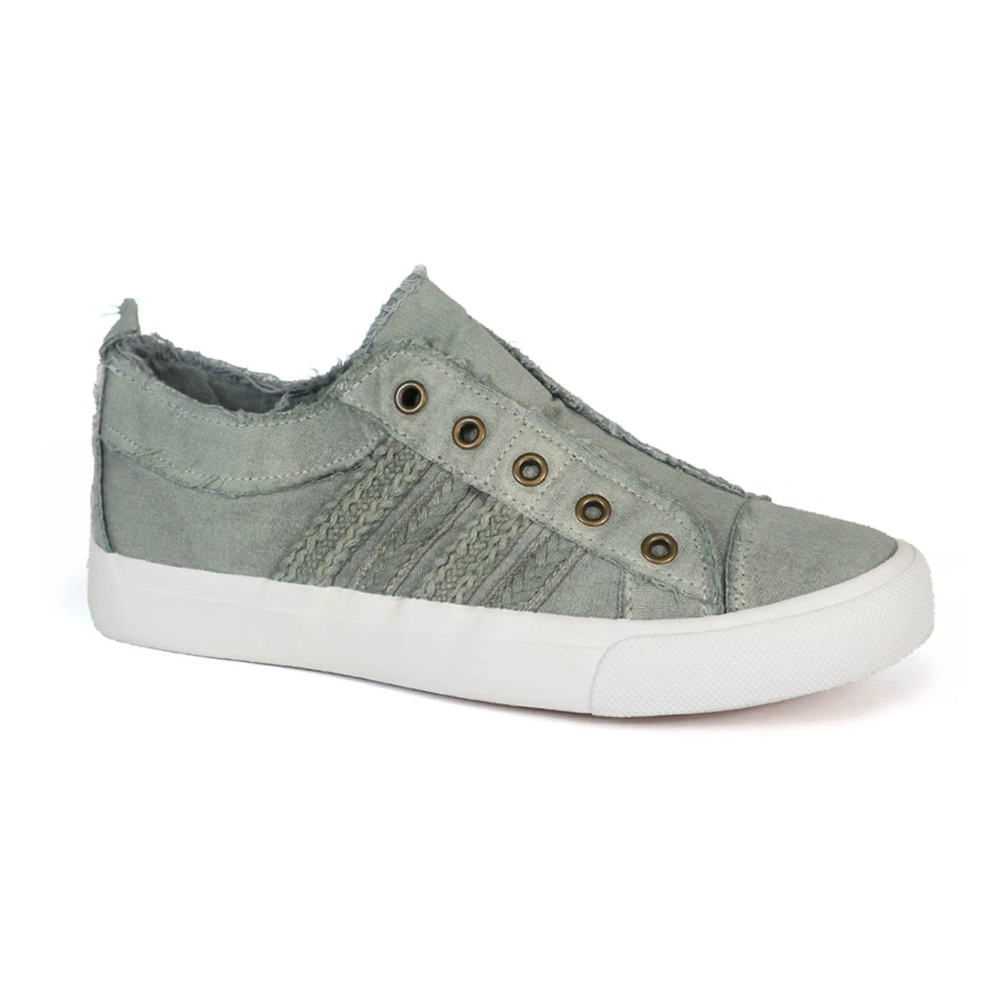 Unisex Canvas Slip-On Sneakers with Braided Side Detail - Laceless Low-Top Converse Style Casual Shoes
