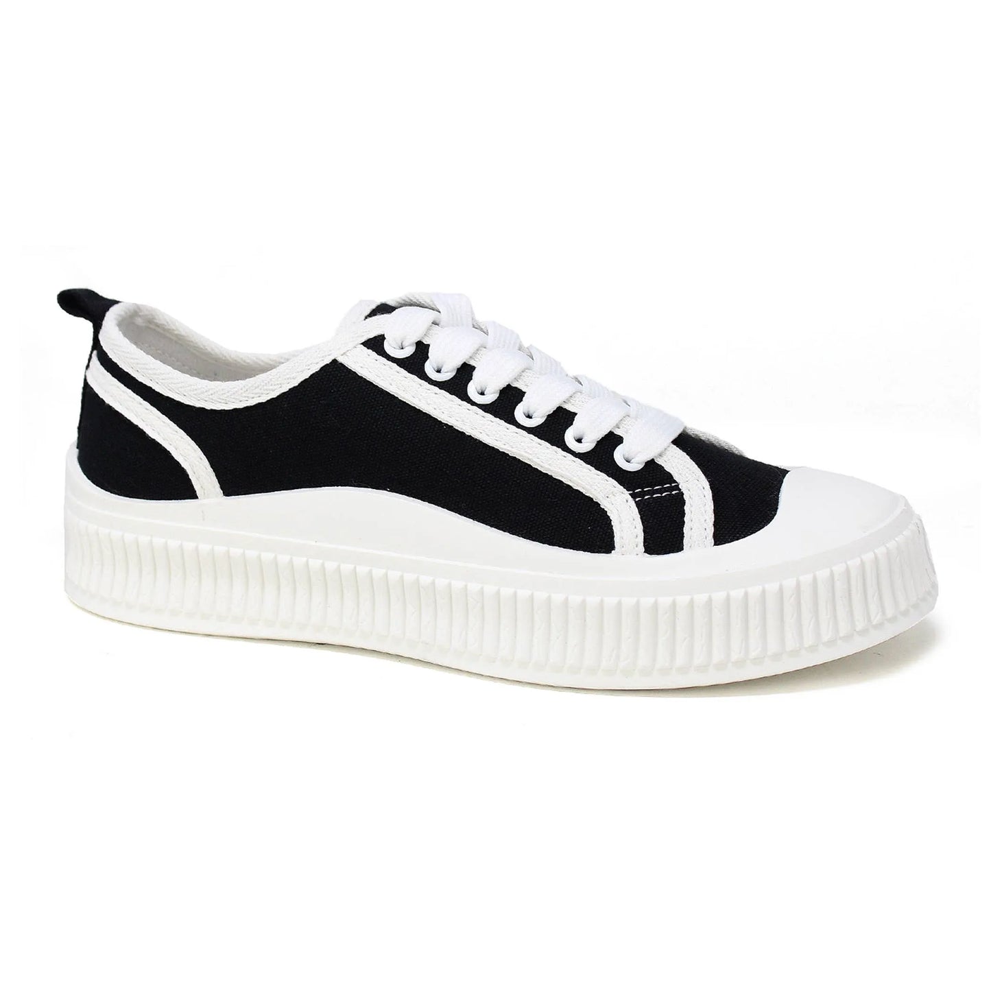 Women's White Platform Sneakers - Harley-03 Style - Chunky Sole Lace-Up