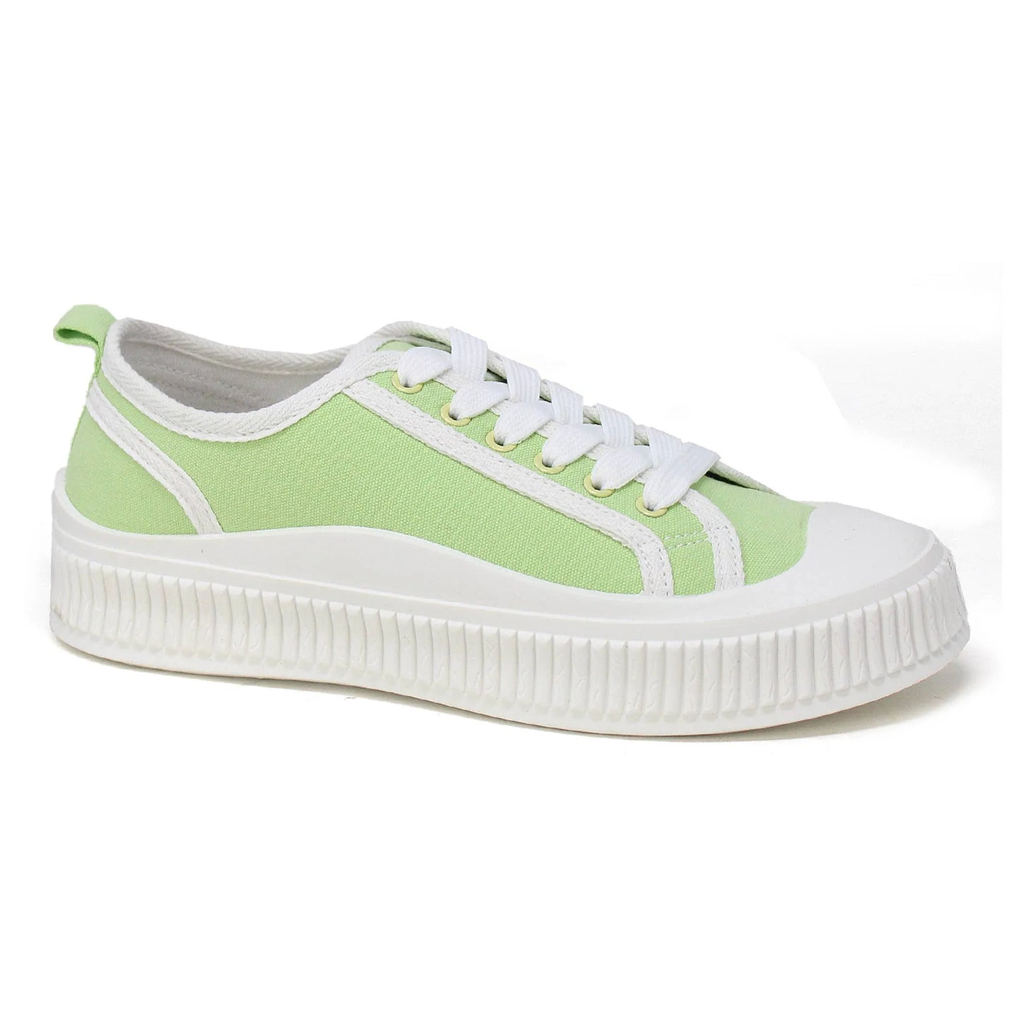 Women's White Platform Sneakers - Harley-03 Style - Chunky Sole Lace-Up