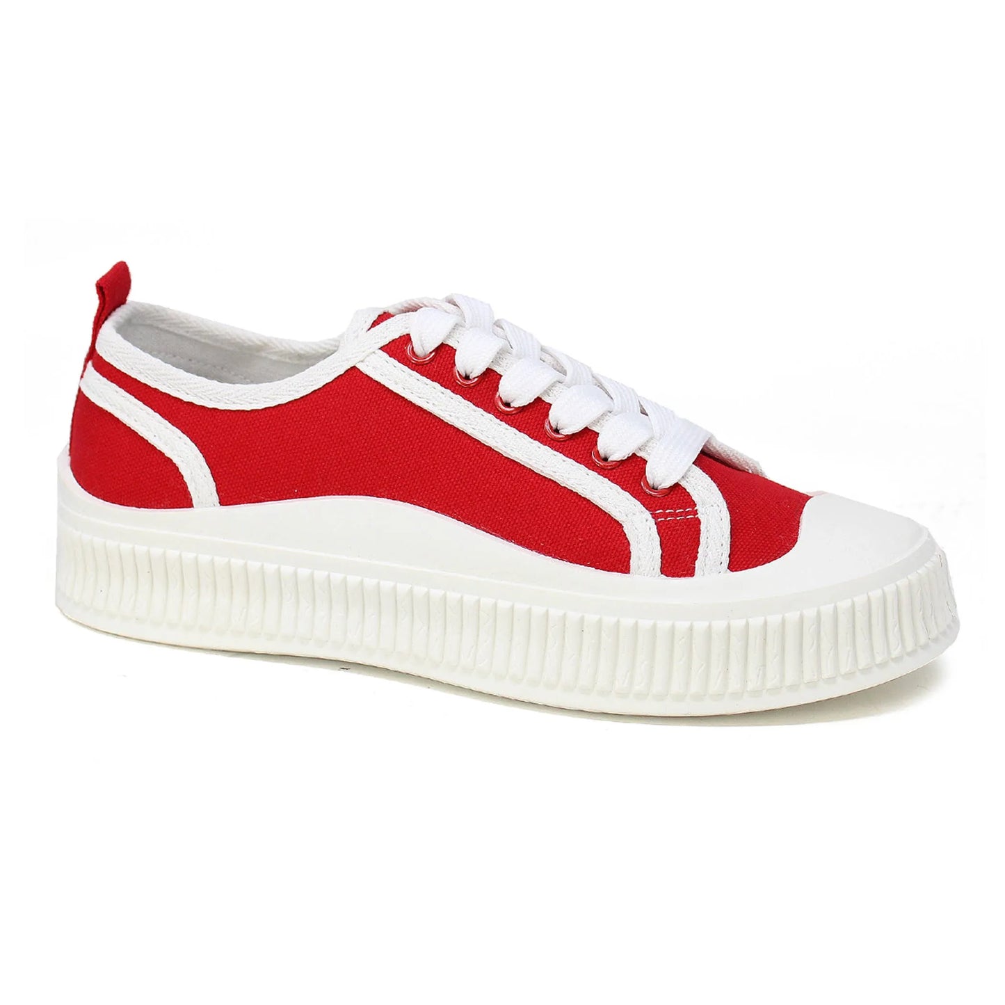 Women's White Platform Sneakers - Harley-03 Style - Chunky Sole Lace-Up