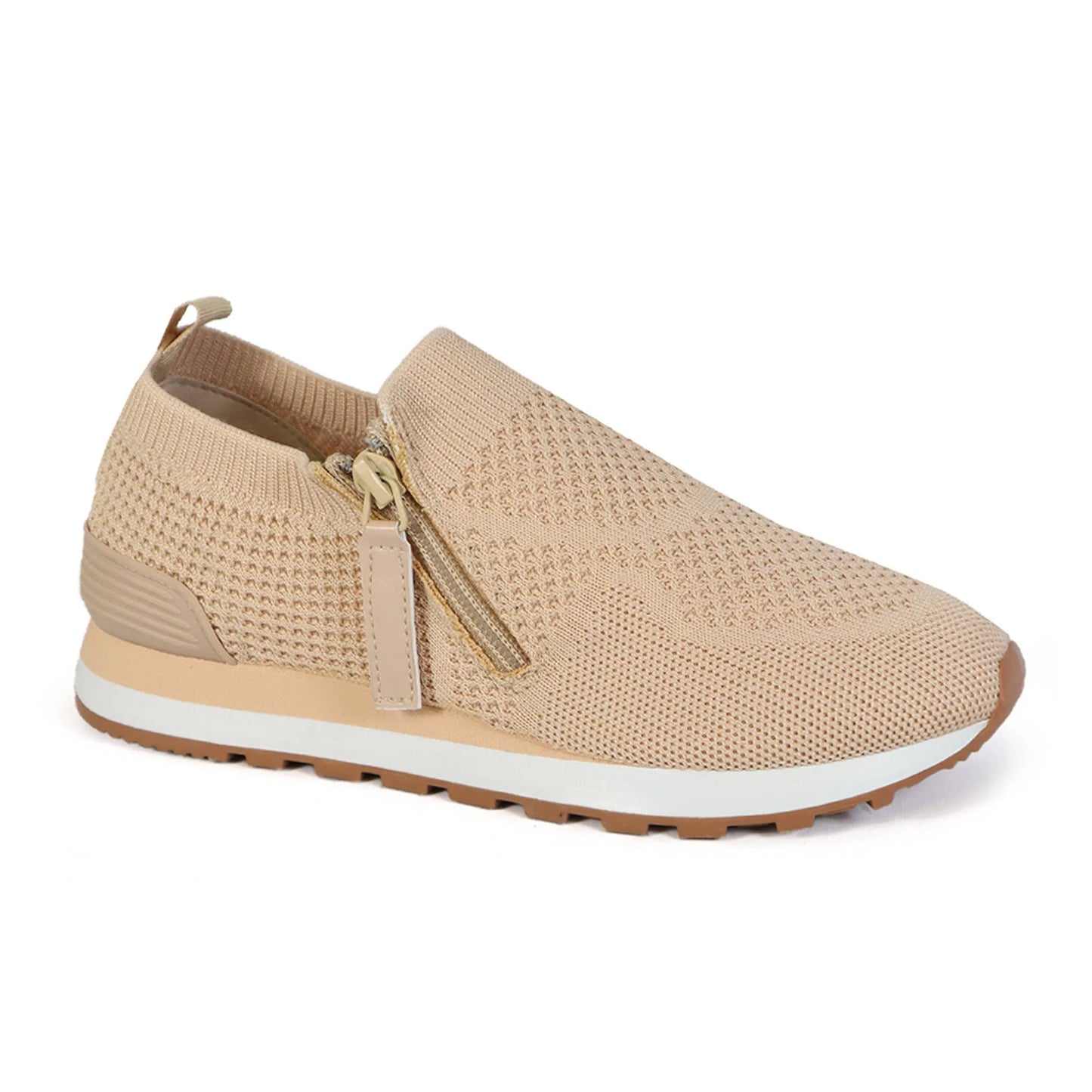 Unisex Black Knit Slip-On Sneakers - Platform Sole with Side Zipper - Lightweight Athletic Casual