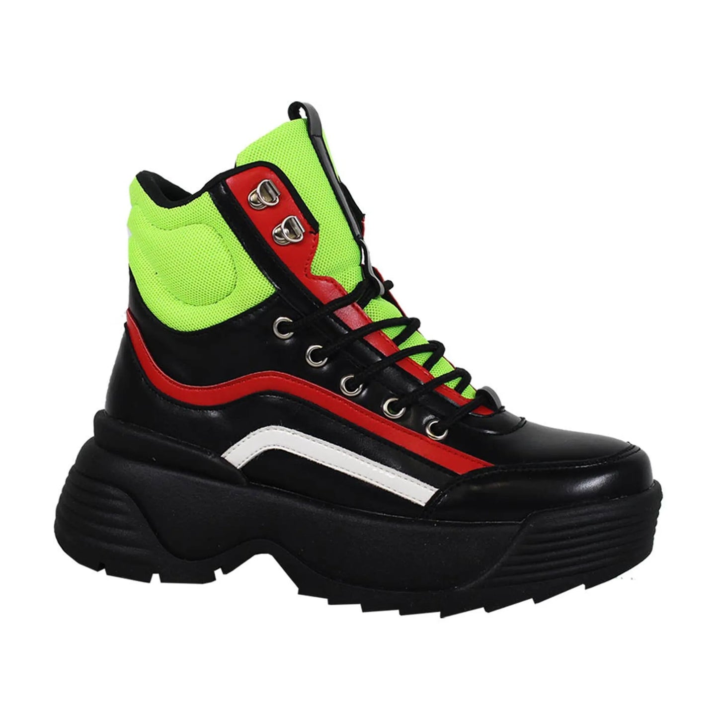Women's Chunky Platform Sneakers - Yoki Unice High-Top Boots - Streetwear Style