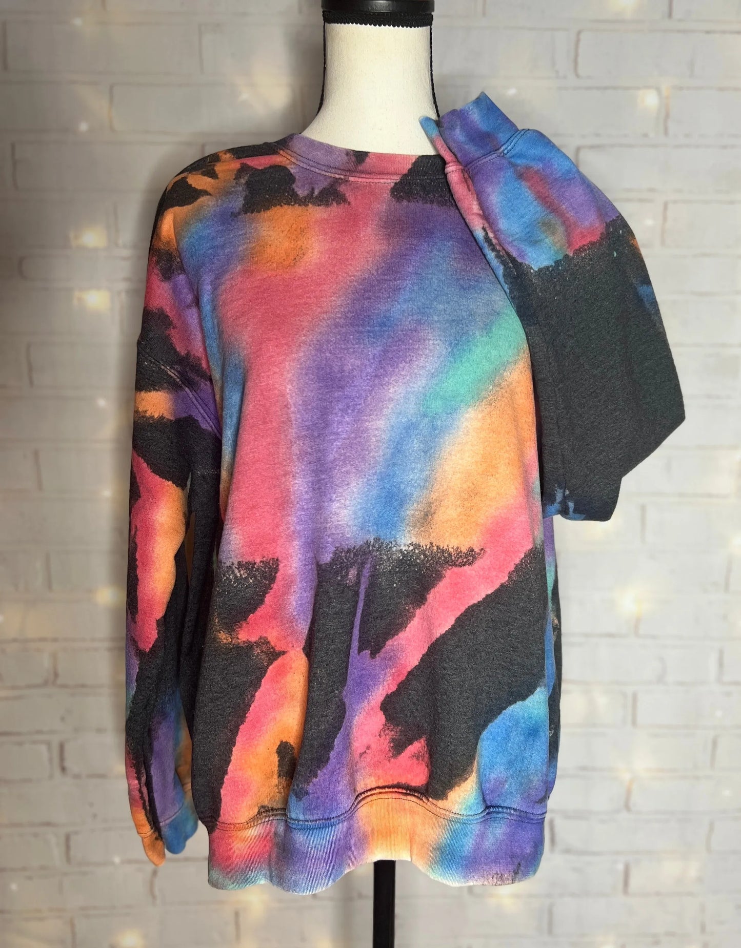 Unisex Reverse Tie Dye Sweatshirt - Watercolor Dreams Crewneck - Multicolor Design