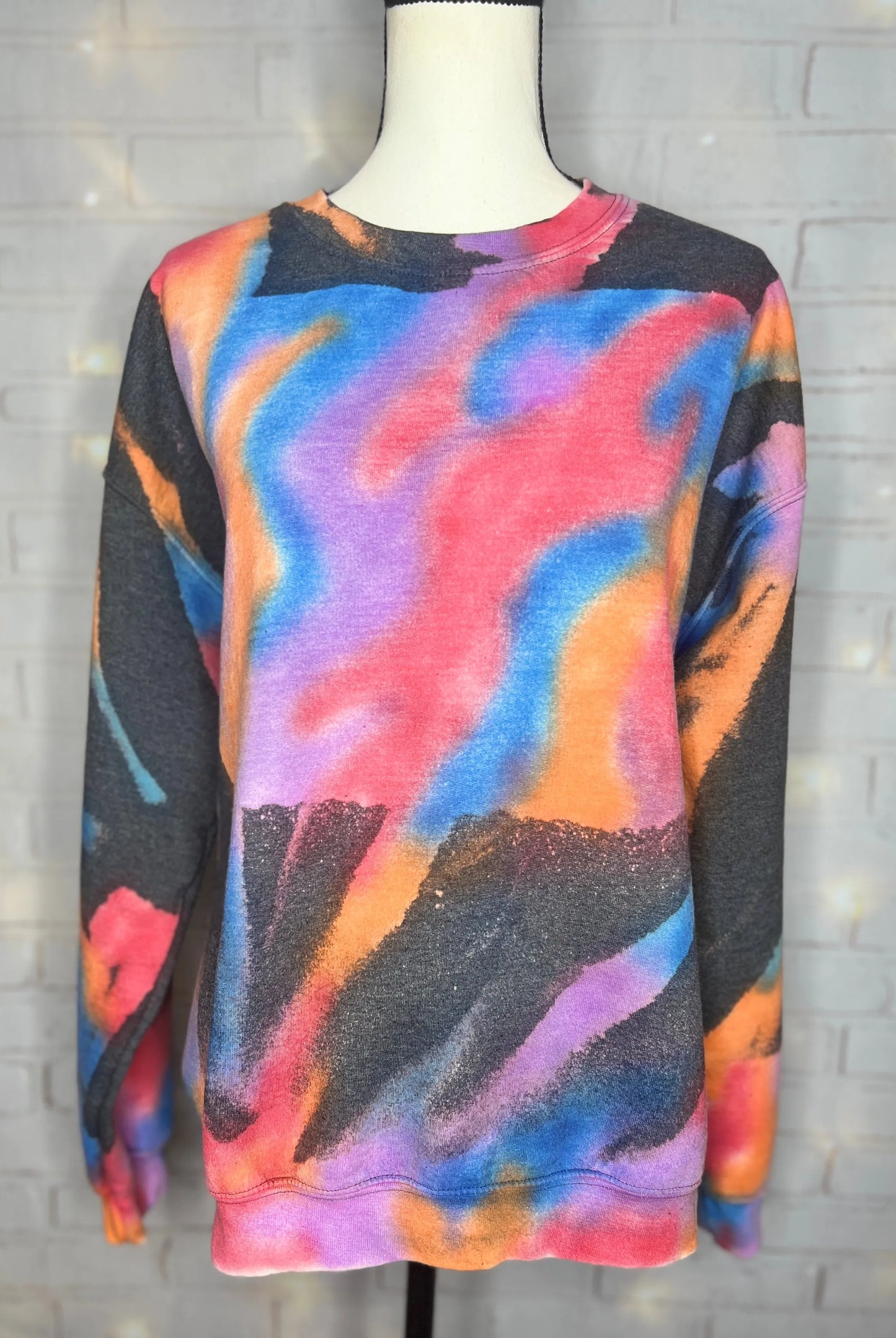 Unisex Reverse Tie Dye Sweatshirt - Watercolor Dreams Crewneck - Multicolor Design