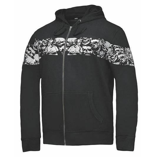 Unisex Reflective Skull Riding Hoodie - Premium Motorcycle Sweatshirt | Safety & Style