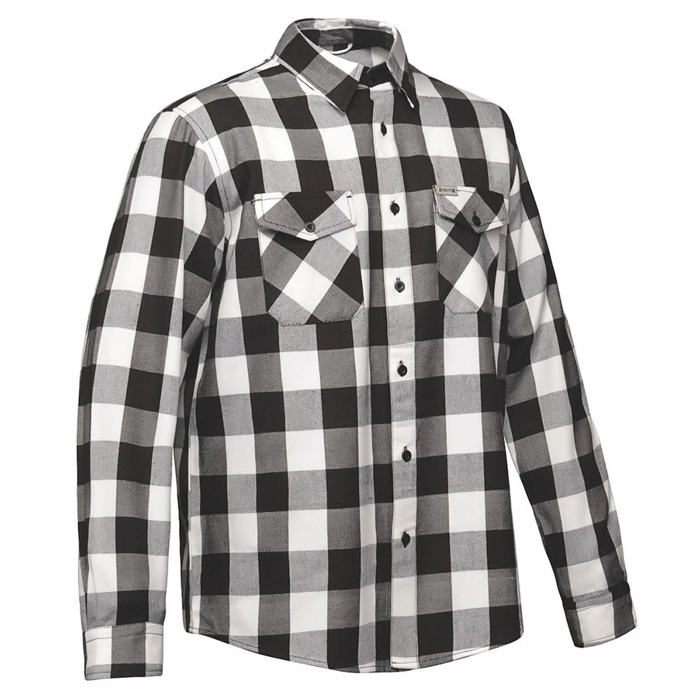 Derringer Men's Black & White Plaid Flannel Shirt | Rugged Button-Down, 100% Cotton, Sizes S–5XL
