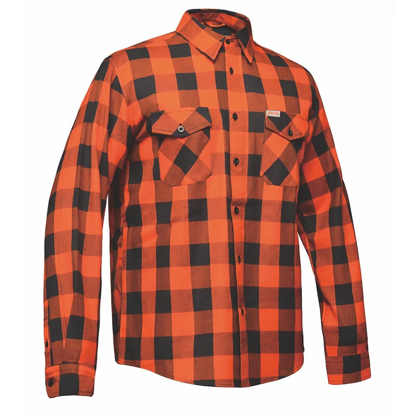 Unik Riding Gear Men's Black & Orange Plaid Flannel Shirt | 100% Cotton Long Sleeve Button-Down