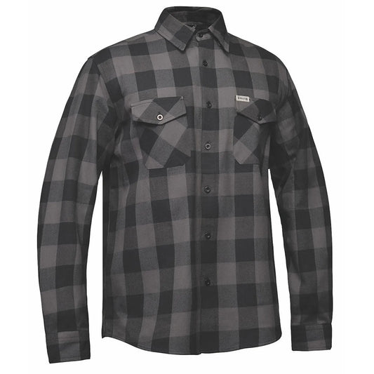Unik Riding Gear Men's Black & Gray Plaid Flannel Shirt | 100% Cotton Long Sleeve Button-Down