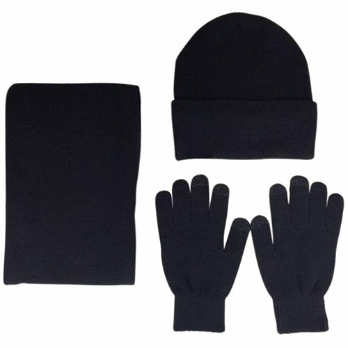 Unisex Winter Accessories Set - Beanie, Scarf & Touch Screen Gloves