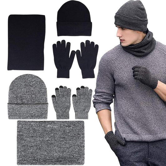 Unisex Winter Accessories Set - Beanie, Scarf & Touch Screen Gloves