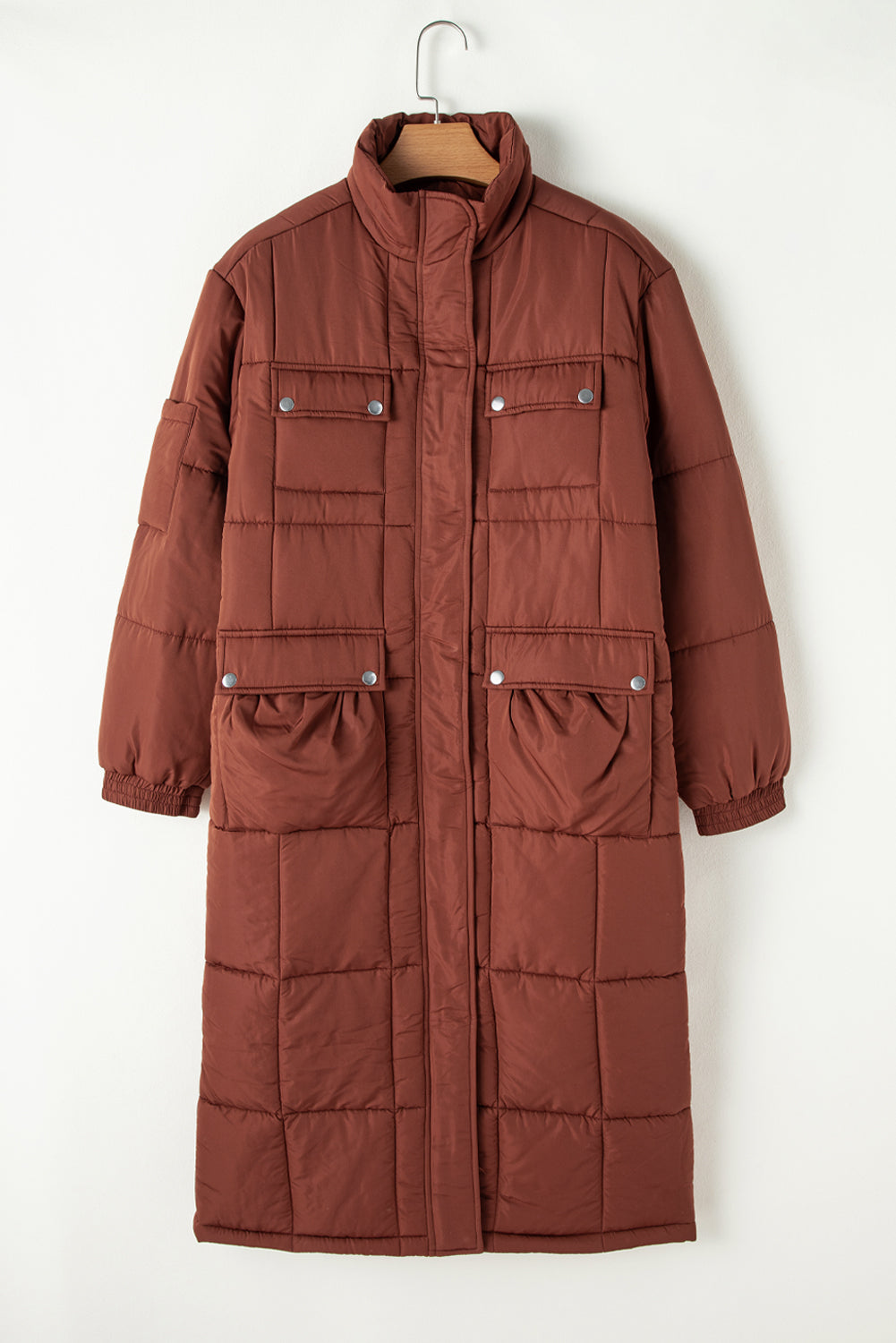 Women's Quilted Puffer Coat - Stand Collar Zip-Up Winter Jacket | Warm Outerwear"