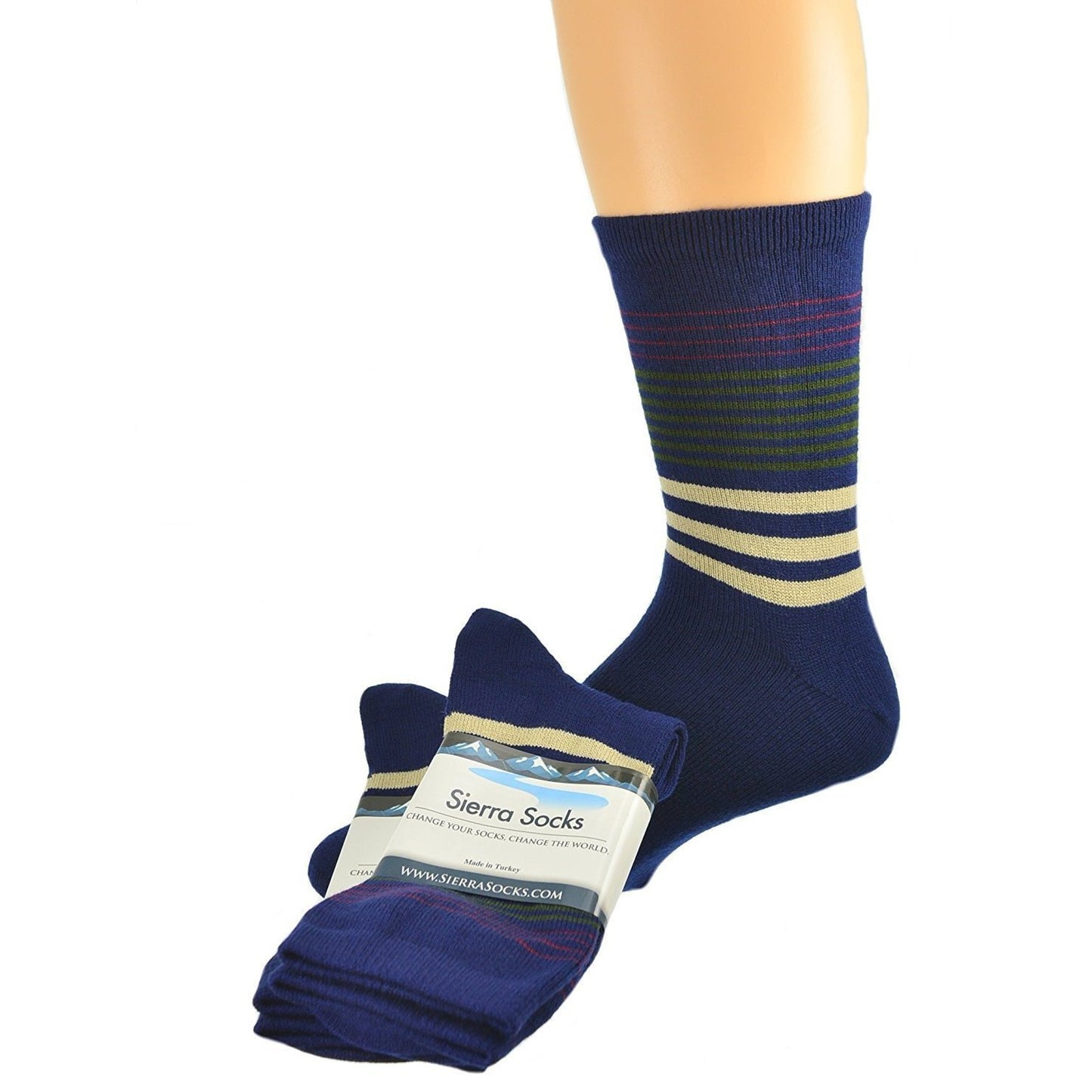 Unisex Premium Thermal Crew Socks 2-Pack - Striped Hi-Bulk Winter
