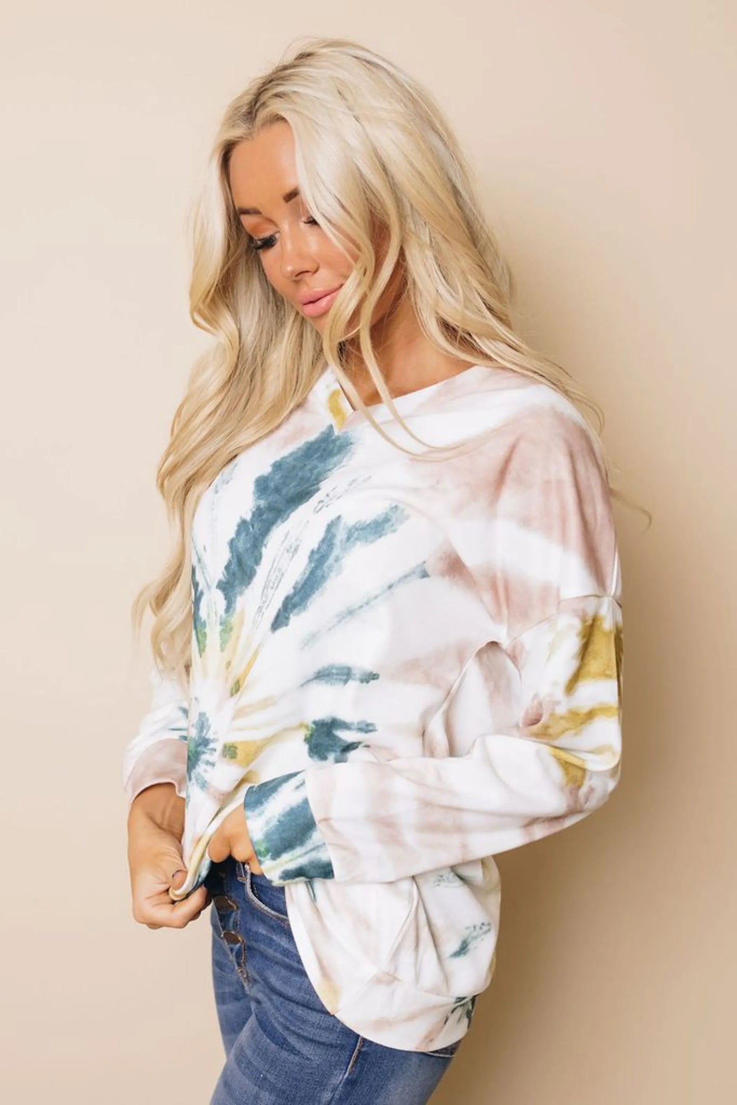 Women's Tie-Dye Pullover Sweatshirt - Janelle Style - Comfortable Stretch Fabric