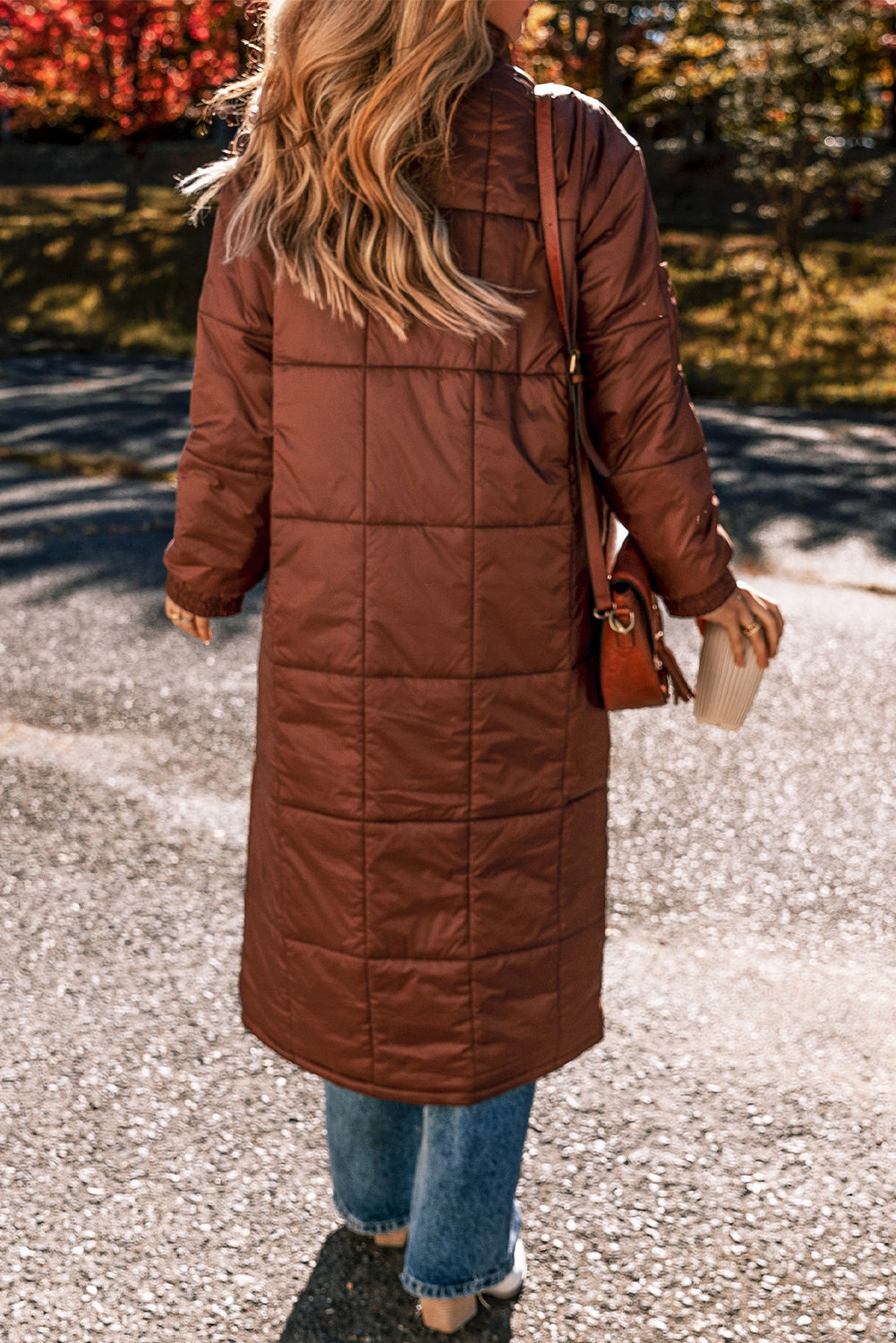 Women's Quilted Puffer Coat - Stand Collar Zip-Up Winter Jacket | Warm Outerwear"