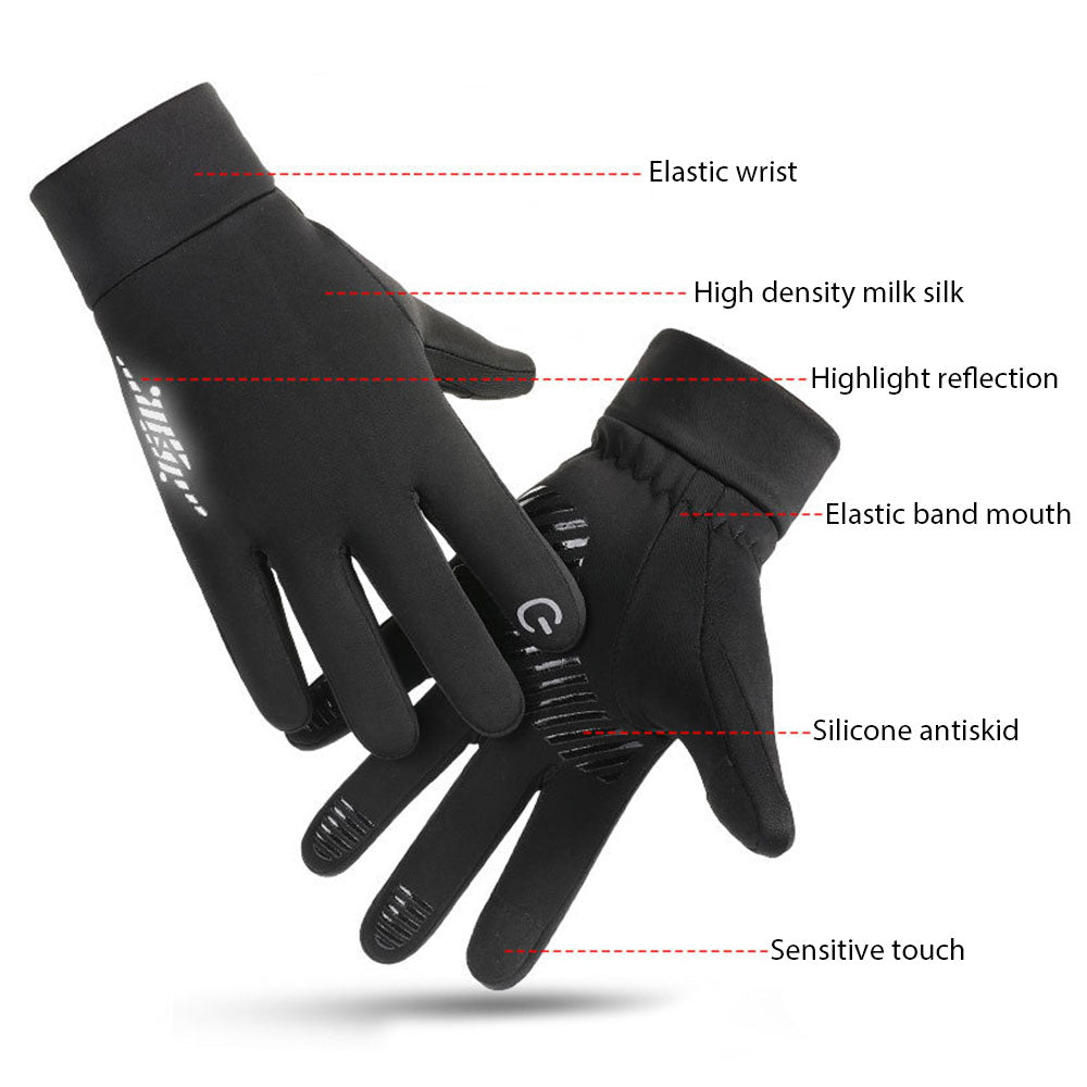 Unisex Winter Touchscreen Gloves - Windproof Thermal Gloves with Reflective Strips & Anti-Slip Grip
