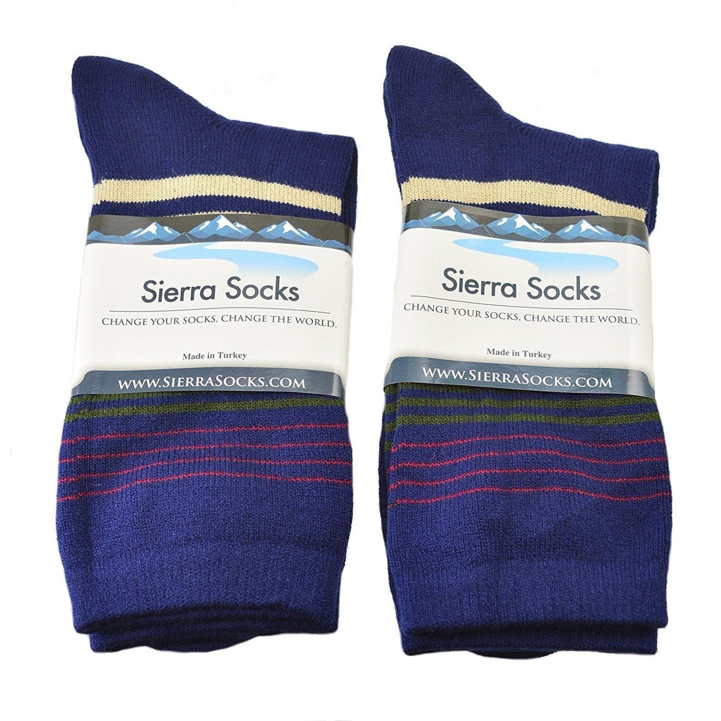 Unisex Premium Thermal Crew Socks 2-Pack - Striped Hi-Bulk Winter
