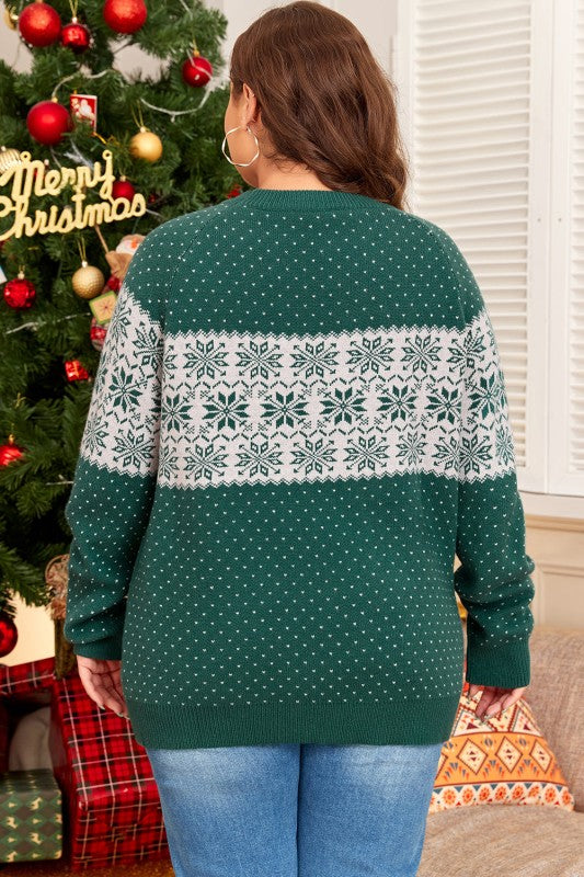 Women's Christmas Snowflake Sweater - Plus Size Crewneck | Holiday Knit