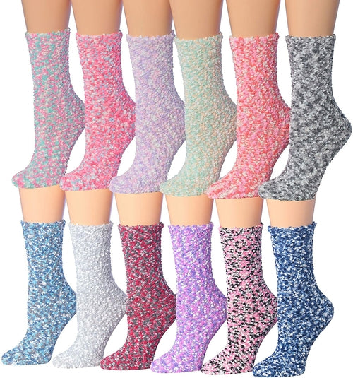 Women's Cozy Anti-Slip Crew Socks - Soft Fuzzy Winter Socks 12 Pairs