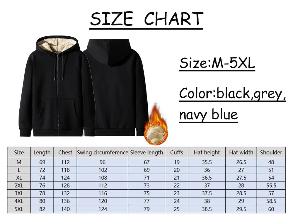 Men's Cashmere Plush Lined Sweatshirt Coat - Warm Zipper Lamb Wool Jacket with Front Pockets