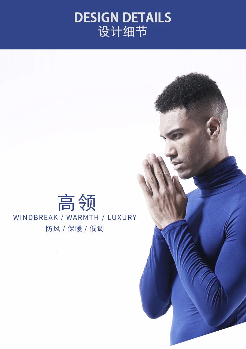 Men's Winter Fashion Thermal Turtleneck Long Sleeve T-Shirt - Sports First Layer Warm Coat"