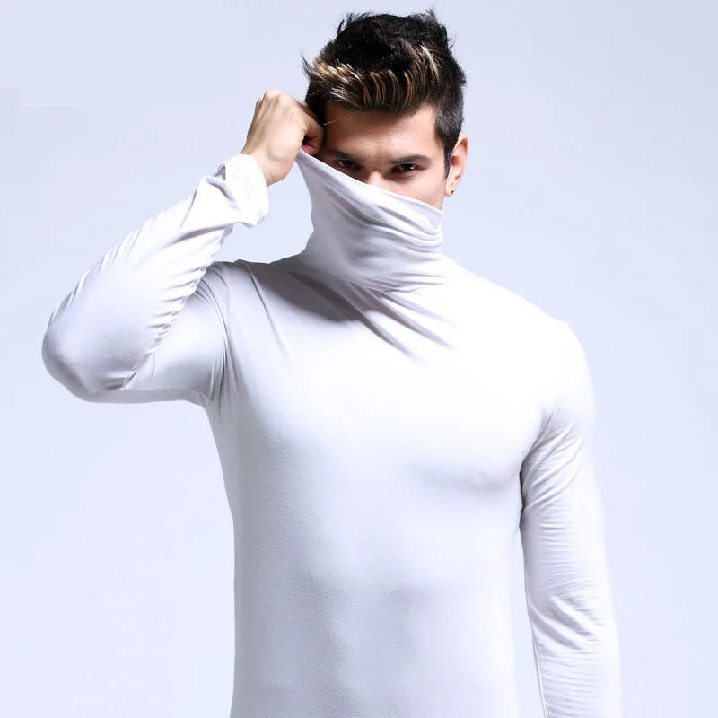Men's Winter Fashion Thermal Turtleneck Long Sleeve T-Shirt - Sports First Layer Warm Coat"