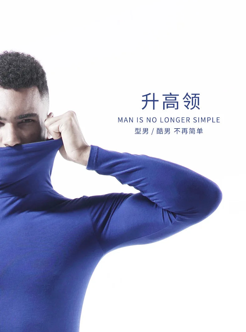 Men's Winter Fashion Thermal Turtleneck Long Sleeve T-Shirt - Sports First Layer Warm Coat"