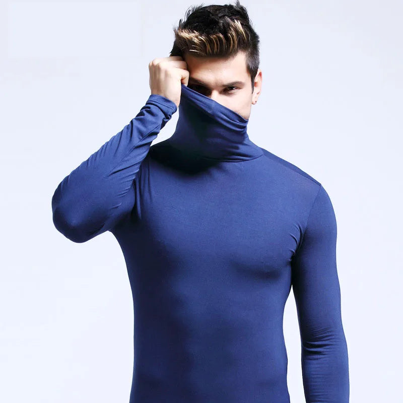 Men's Winter Fashion Thermal Turtleneck Long Sleeve T-Shirt - Sports First Layer Warm Coat"