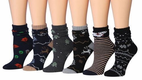 Women's Premium Ragg Cotton Winter Warm Boot Socks - Crew Length