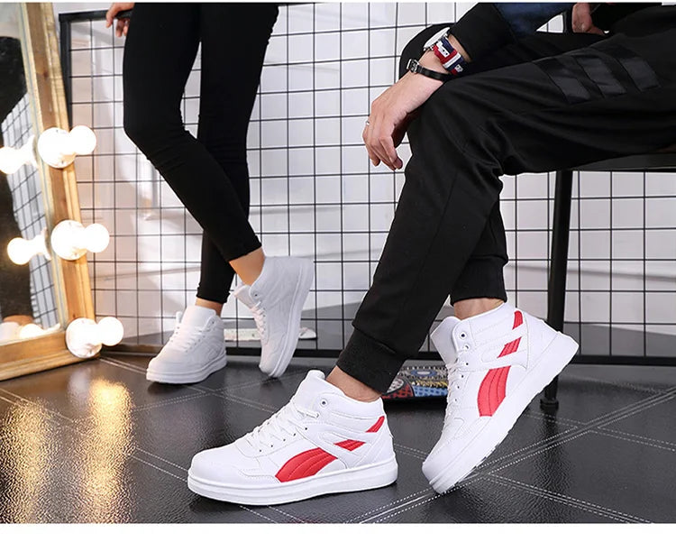 Men's High-Top Lace-Up Sneakers – Breathable Air Mesh Casual Skateboarding Shoes with EVA Insole