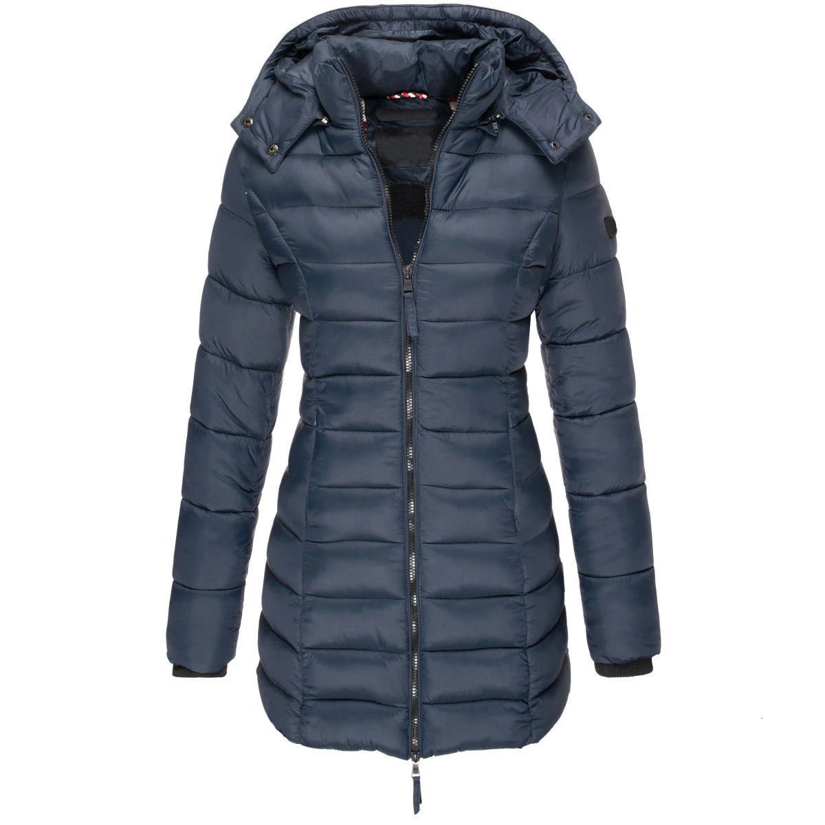 Women's Slim-Fit Hooded Zipper Padded Jacket-Warm Cotton/Polyester Parka