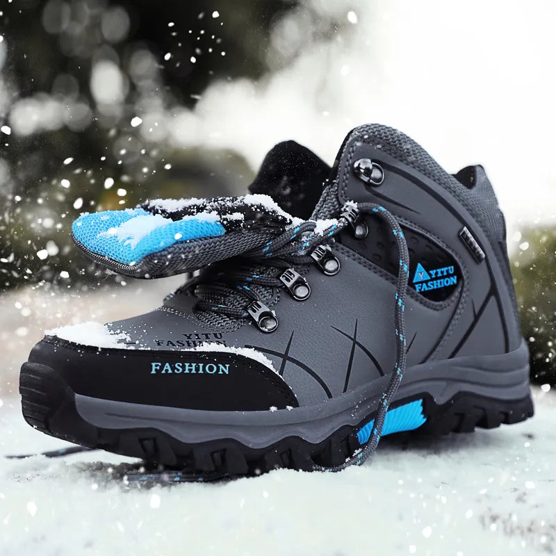 Men's Waterproof Winter Snow Boots - Leather Insulated Hiking Boots | Super Warm