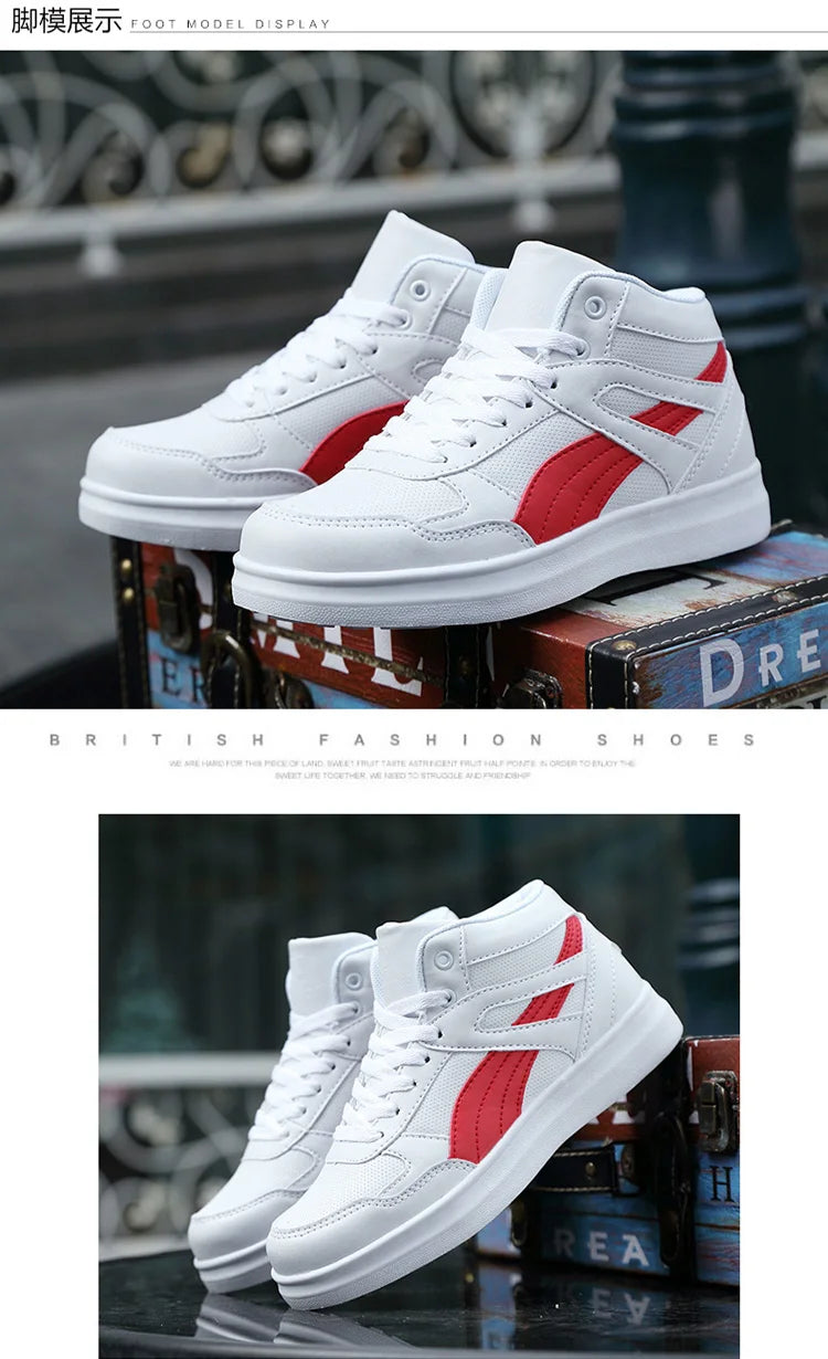 Men's High-Top Lace-Up Sneakers – Breathable Air Mesh Casual Skateboarding Shoes with EVA Insole