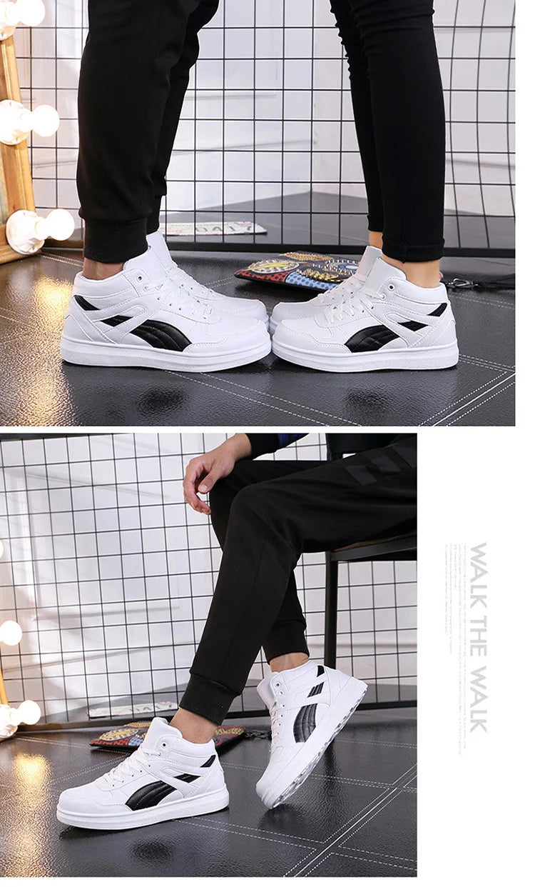 Men's High-Top Lace-Up Sneakers – Breathable Air Mesh Casual Skateboarding Shoes with EVA Insole
