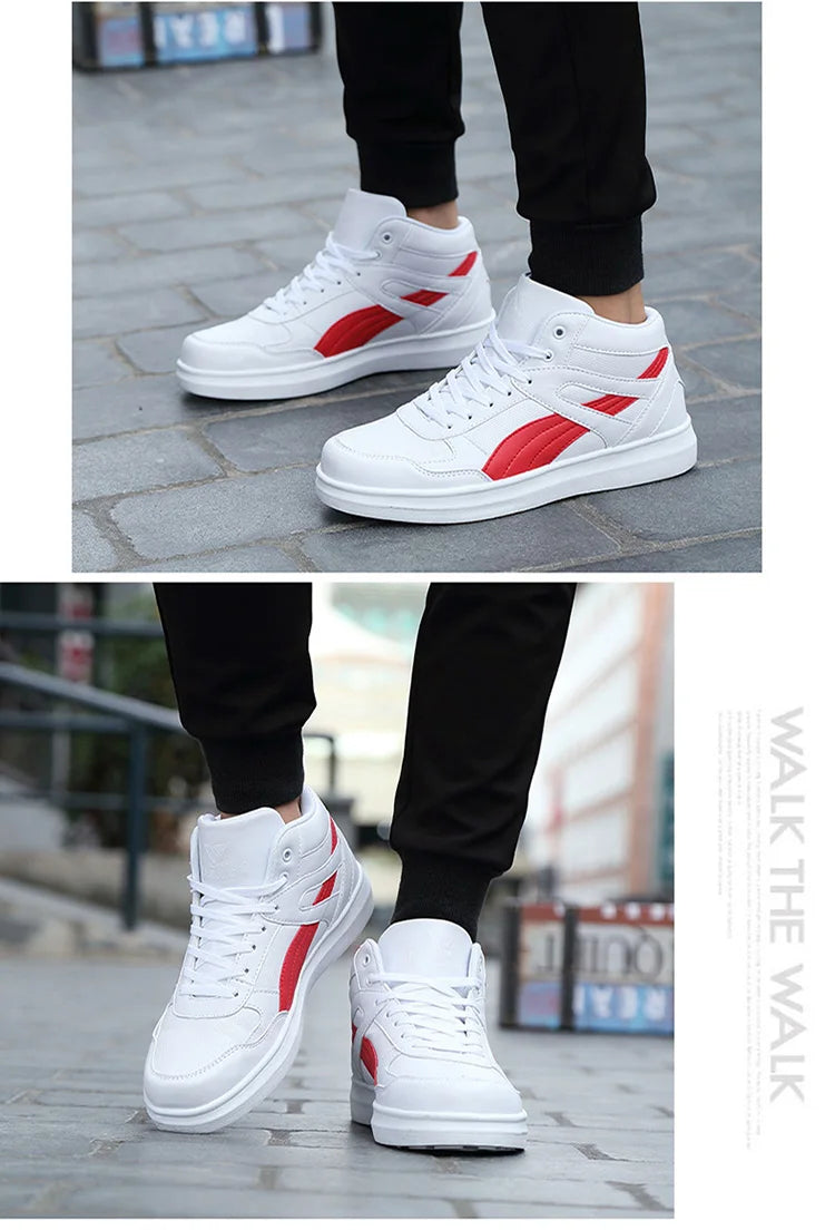 Men's High-Top Lace-Up Sneakers – Breathable Air Mesh Casual Skateboarding Shoes with EVA Insole
