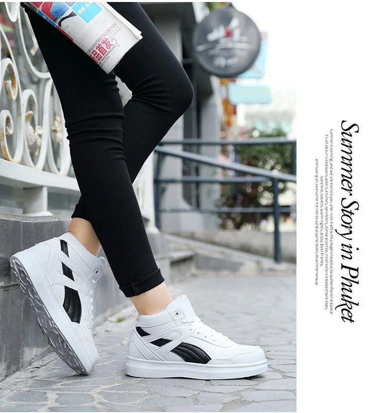 Men's High-Top Lace-Up Sneakers – Breathable Air Mesh Casual Skateboarding Shoes with EVA Insole
