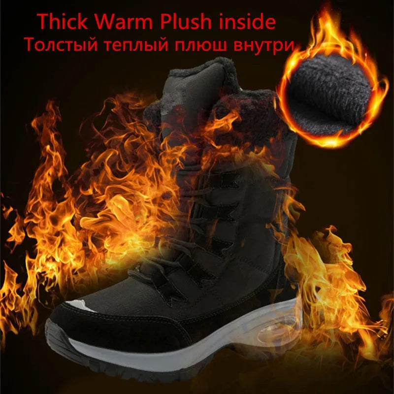Women's Handcrafted Waterproof Snow Boots - Plush-Lined Winter Hiking Boots