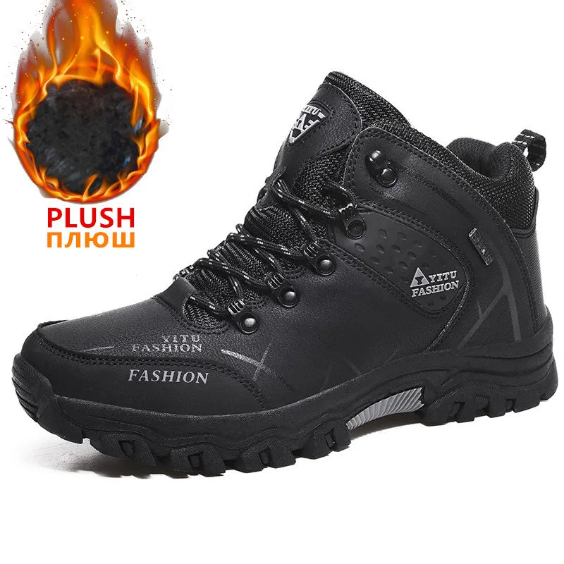 Men's Waterproof Winter Snow Boots - Leather Insulated Hiking Boots | Super Warm
