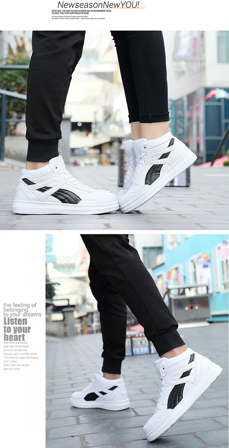 Men's High-Top Lace-Up Sneakers – Breathable Air Mesh Casual Skateboarding Shoes with EVA Insole