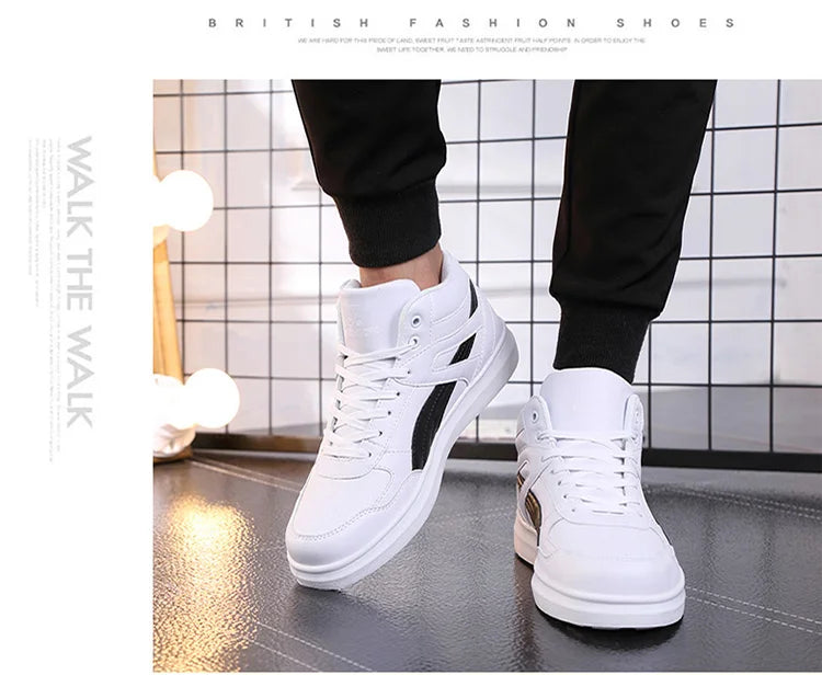Men's High-Top Lace-Up Sneakers – Breathable Air Mesh Casual Skateboarding Shoes with EVA Insole