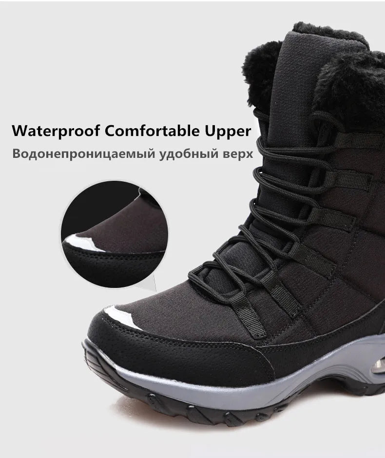 Women's Handcrafted Waterproof Snow Boots - Plush-Lined Winter Hiking Boots