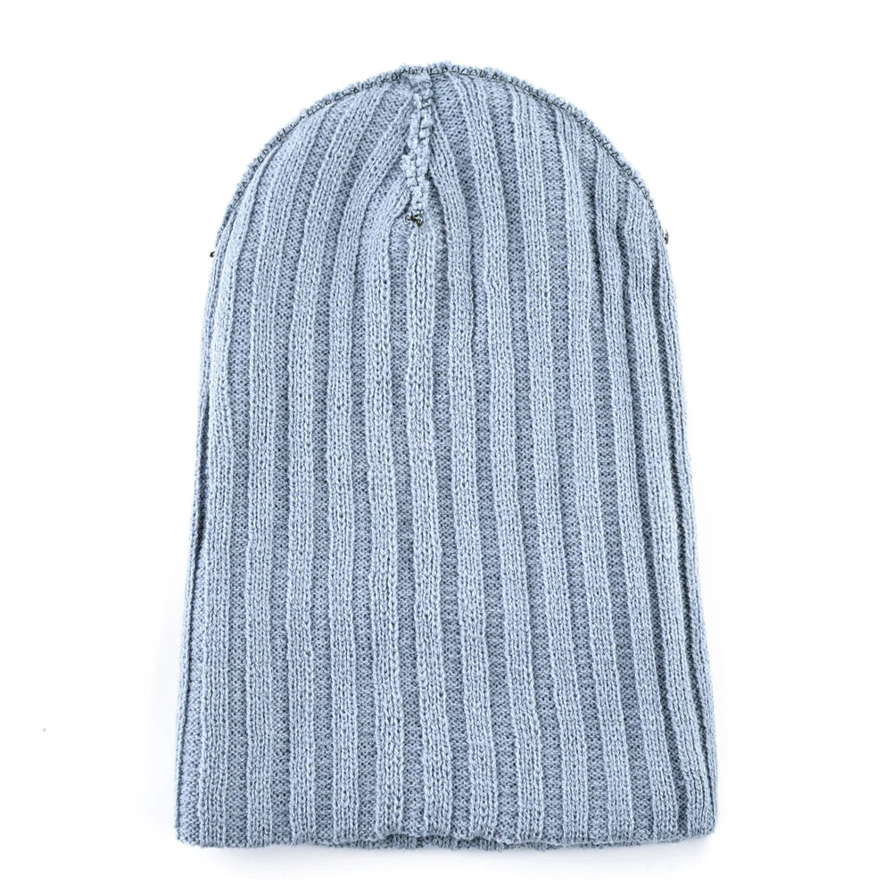 Unisex K KISSBAOBEI Solid Color Knitted Beanie with Patch