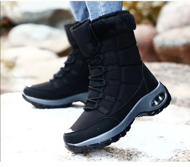 Women's Handcrafted Waterproof Snow Boots - Plush-Lined Winter Hiking Boots