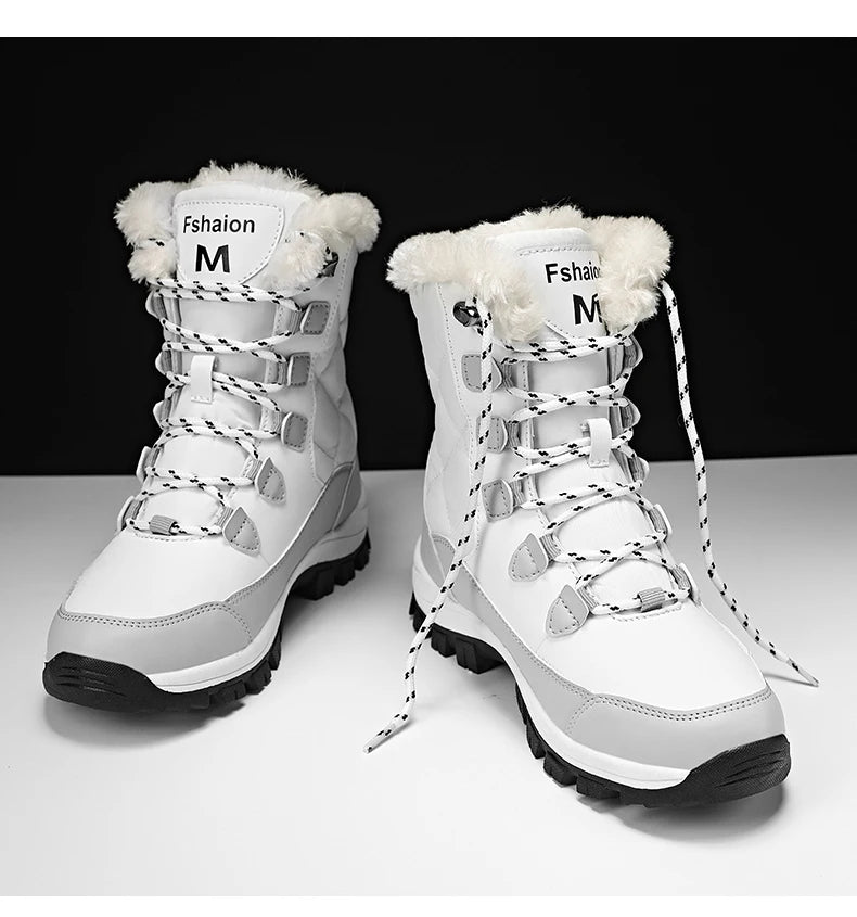 Women's Waterproof Winter Snow Boots - Warm Plush Lined Ankle Boots with Non-Slip Rubber Sole