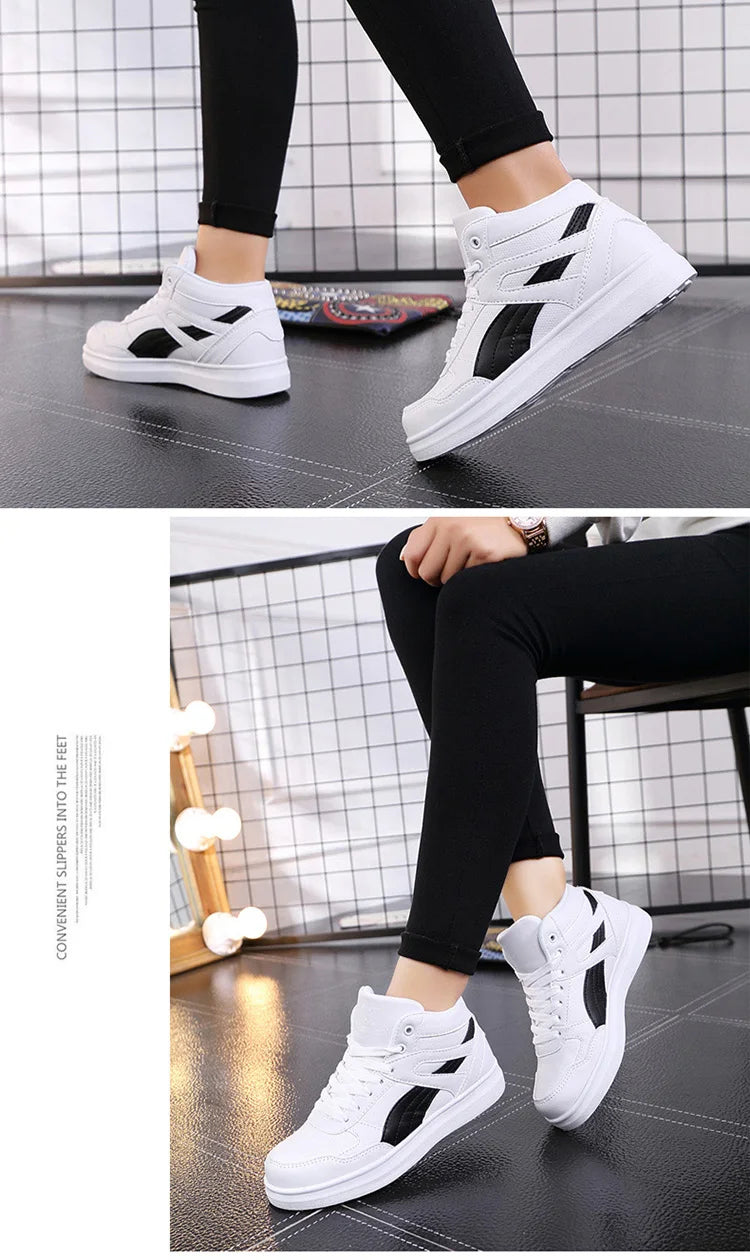 Men's High-Top Lace-Up Sneakers – Breathable Air Mesh Casual Skateboarding Shoes with EVA Insole