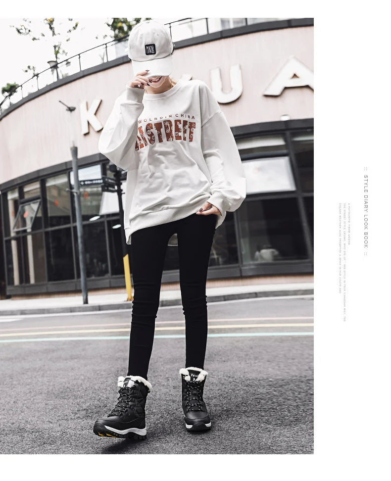 Women's Waterproof Winter Snow Boots - Warm Plush Lined Ankle Boots with Non-Slip Rubber Sole