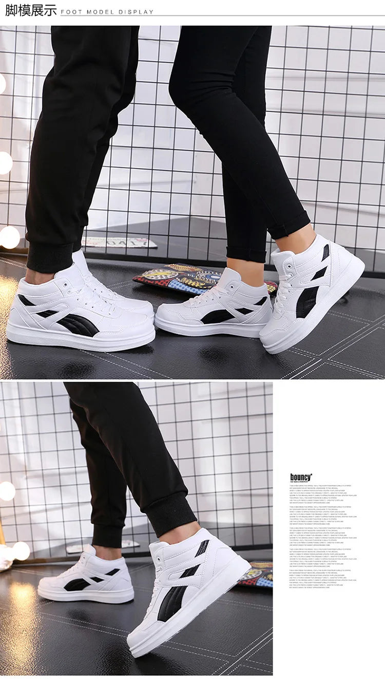 Men's High-Top Lace-Up Sneakers – Breathable Air Mesh Casual Skateboarding Shoes with EVA Insole