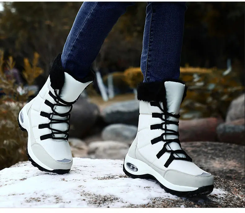 Women's Handcrafted Waterproof Snow Boots - Plush-Lined Winter Hiking Boots