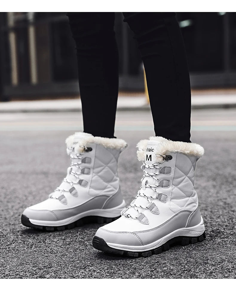 Women's Waterproof Winter Snow Boots - Warm Plush Lined Ankle Boots with Non-Slip Rubber Sole