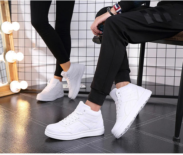 Men's High-Top Lace-Up Sneakers – Breathable Air Mesh Casual Skateboarding Shoes with EVA Insole