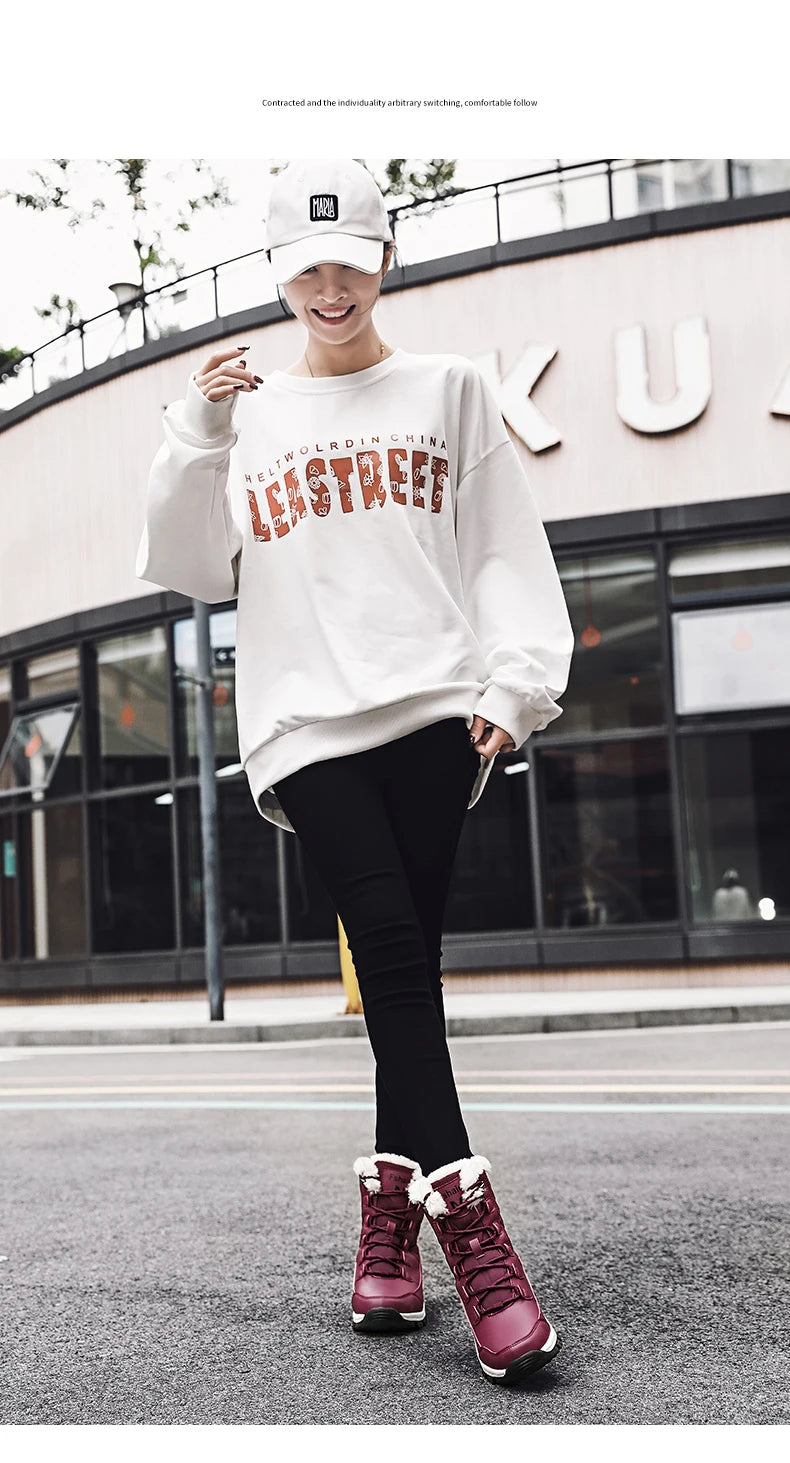 Women's Waterproof Winter Snow Boots - Warm Plush Lined Ankle Boots with Non-Slip Rubber Sole